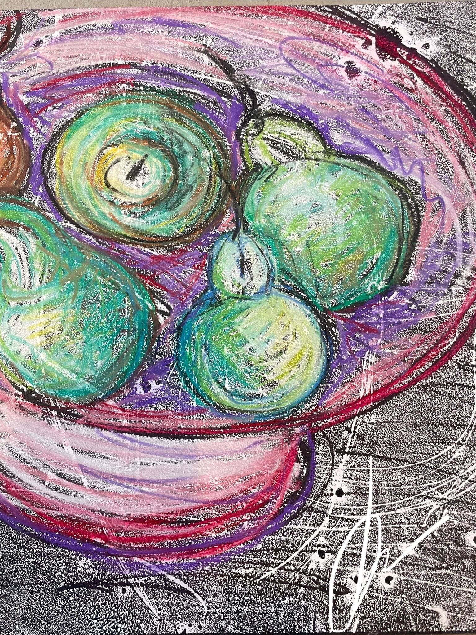 Avocado in basket drawing