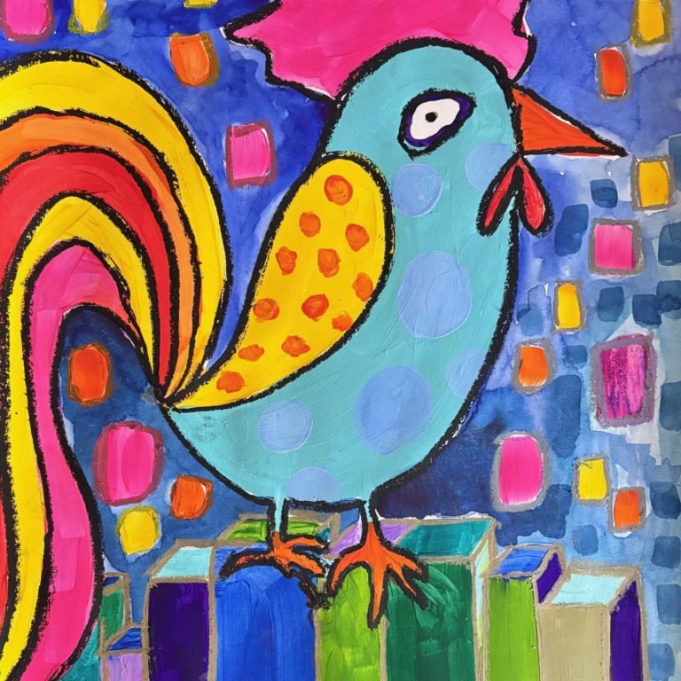 Preview of Colourful Roosters on Canvas