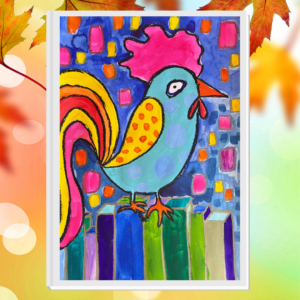 Colourful Roosters on Canvas