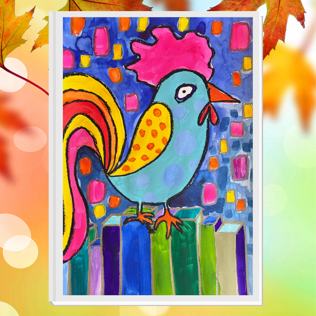 Colourful Roosters on Canvas
