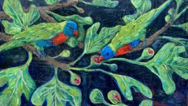 Rainbow Lorikeets & A Fig Tree on Canvas
