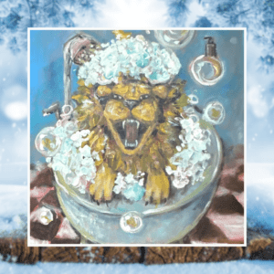 Lion in the Bathtub on Canvas