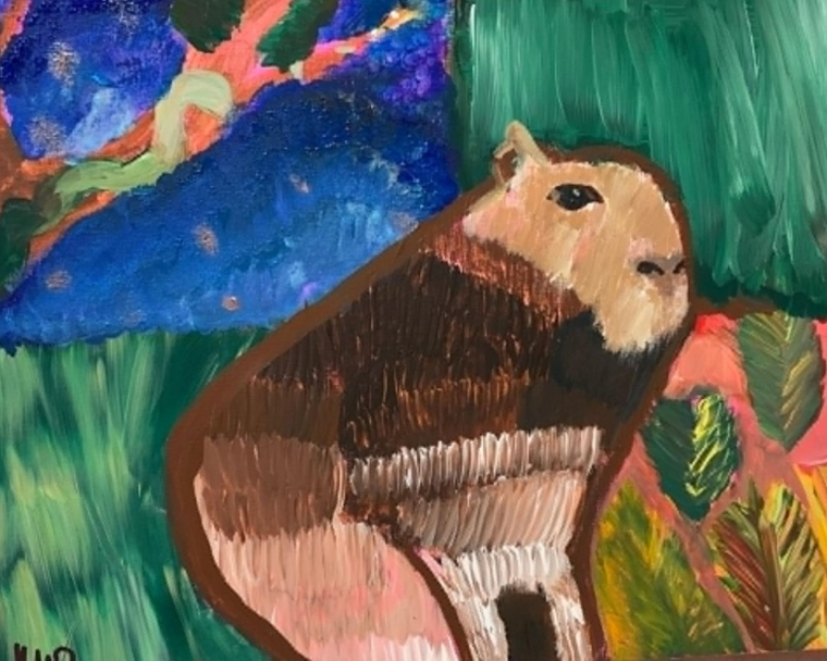 Alpaca coloured painting in canvas