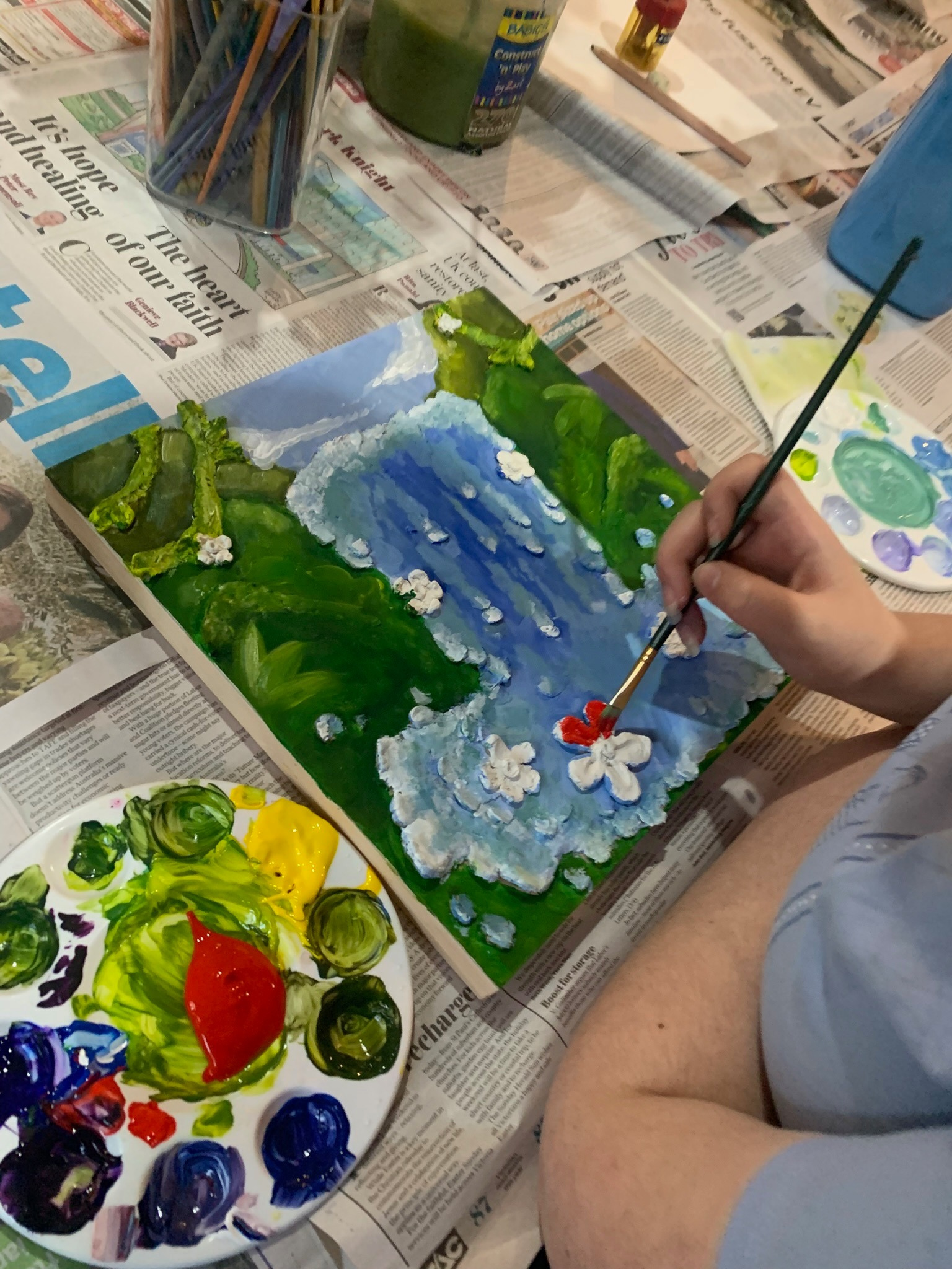Waterfalls Painting in Canvas