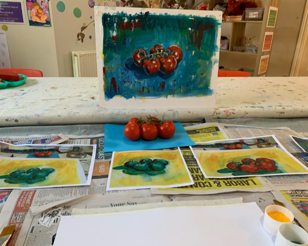 apple painting in canvas